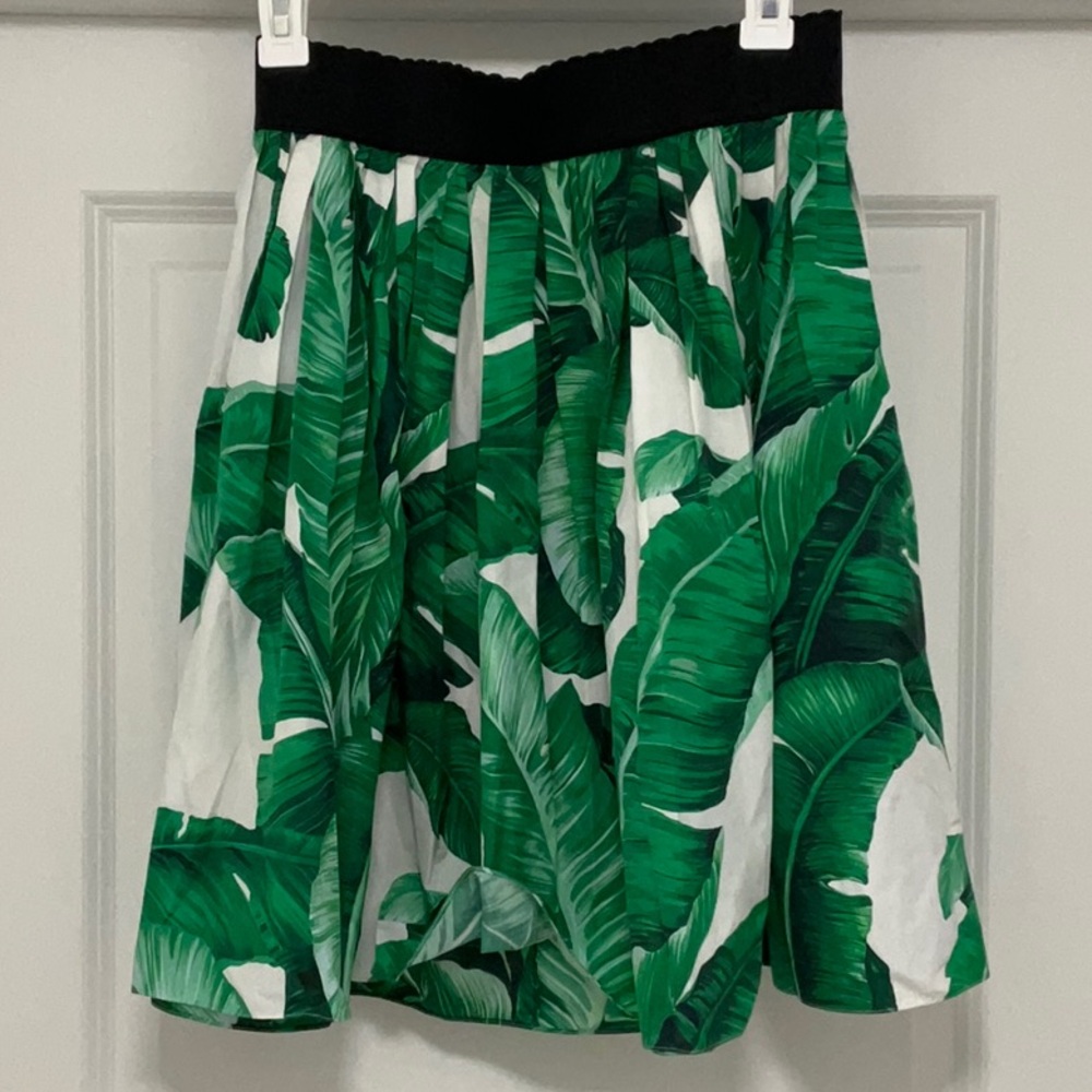 Dolce & Gabbana Green Leaf A-Line Skirt